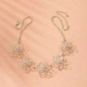 Bohemian Handmade Silver Wire Floral Flower Necklace NEW